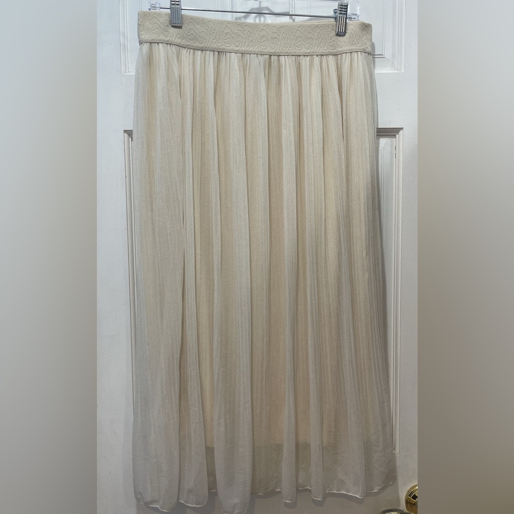 Andi + James Ivory Flowy Elastic Waist Skirt Size Large